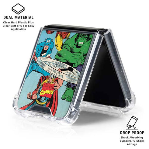 Marvel Classic Comics The Avengers Galaxy Z Flip6 Clear Case